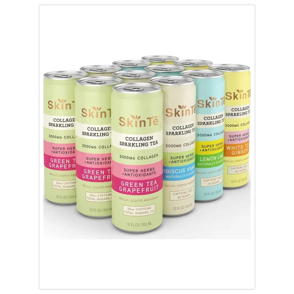 Collagen Sparkling Tea by SKINTE 4-Flavor VARIETY PACK