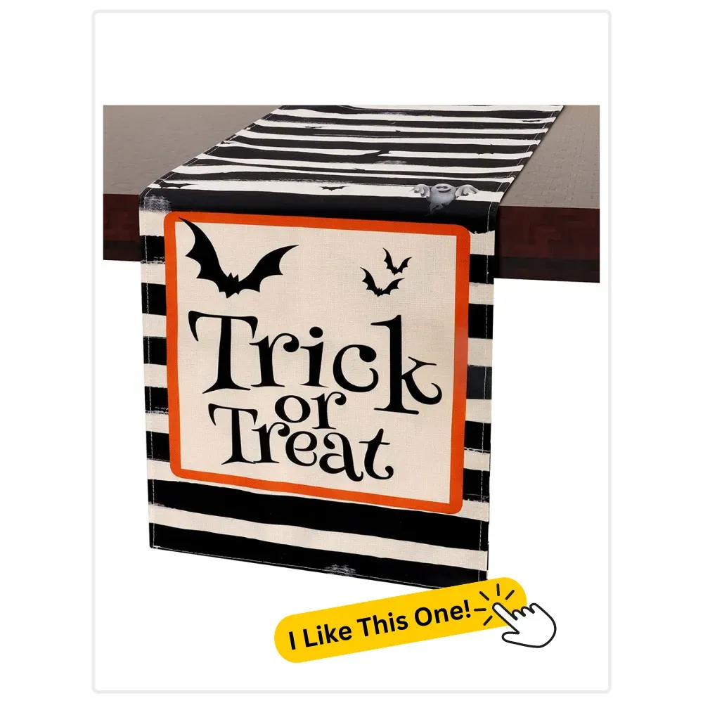AUOIKK Halloween Trick or Treat Bats Table Runner