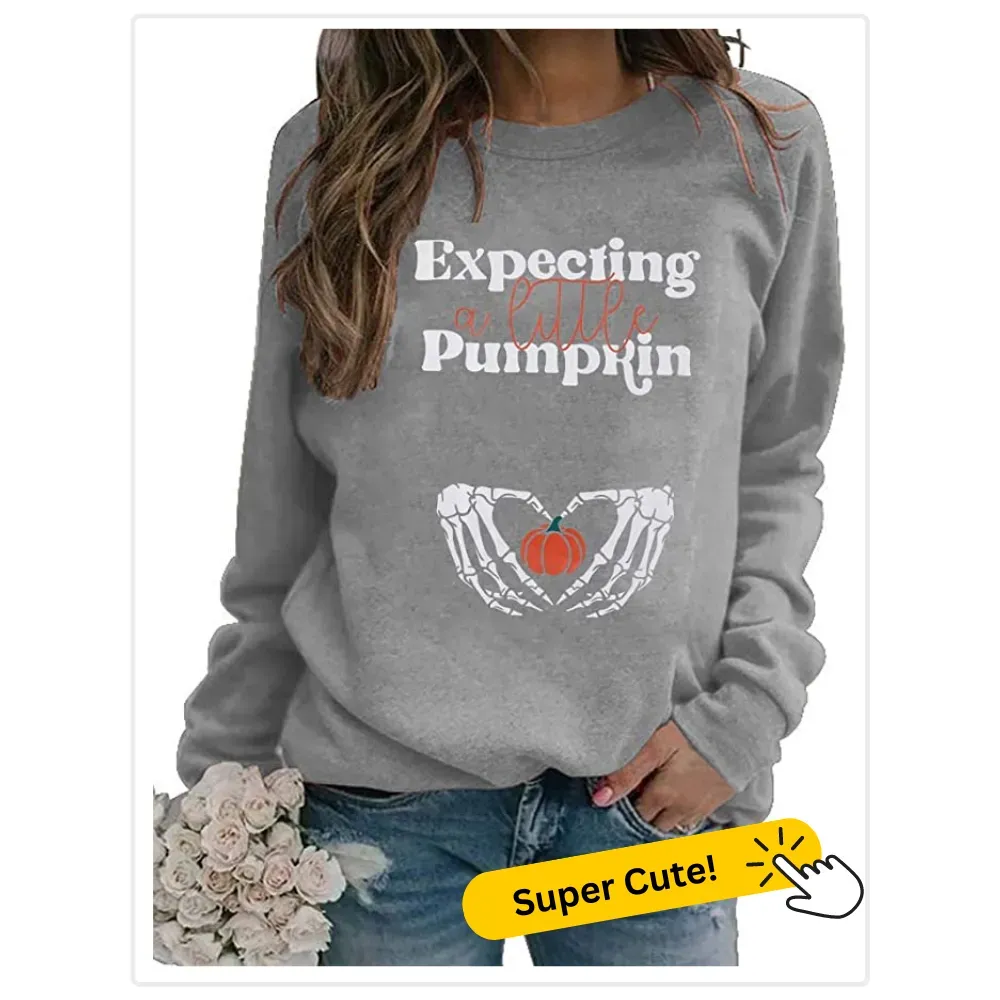 SUPEYA Expecting a little pumpkin Sweatshirt Pregnancy Announcement Tshirt
